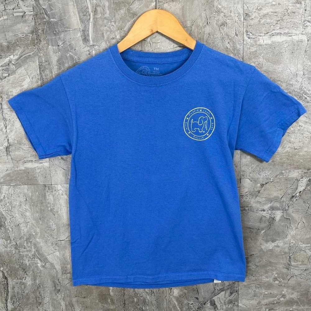 Blue and white casual puppy love Ocean City‎ NJ cotton t-shirt Youth Medium